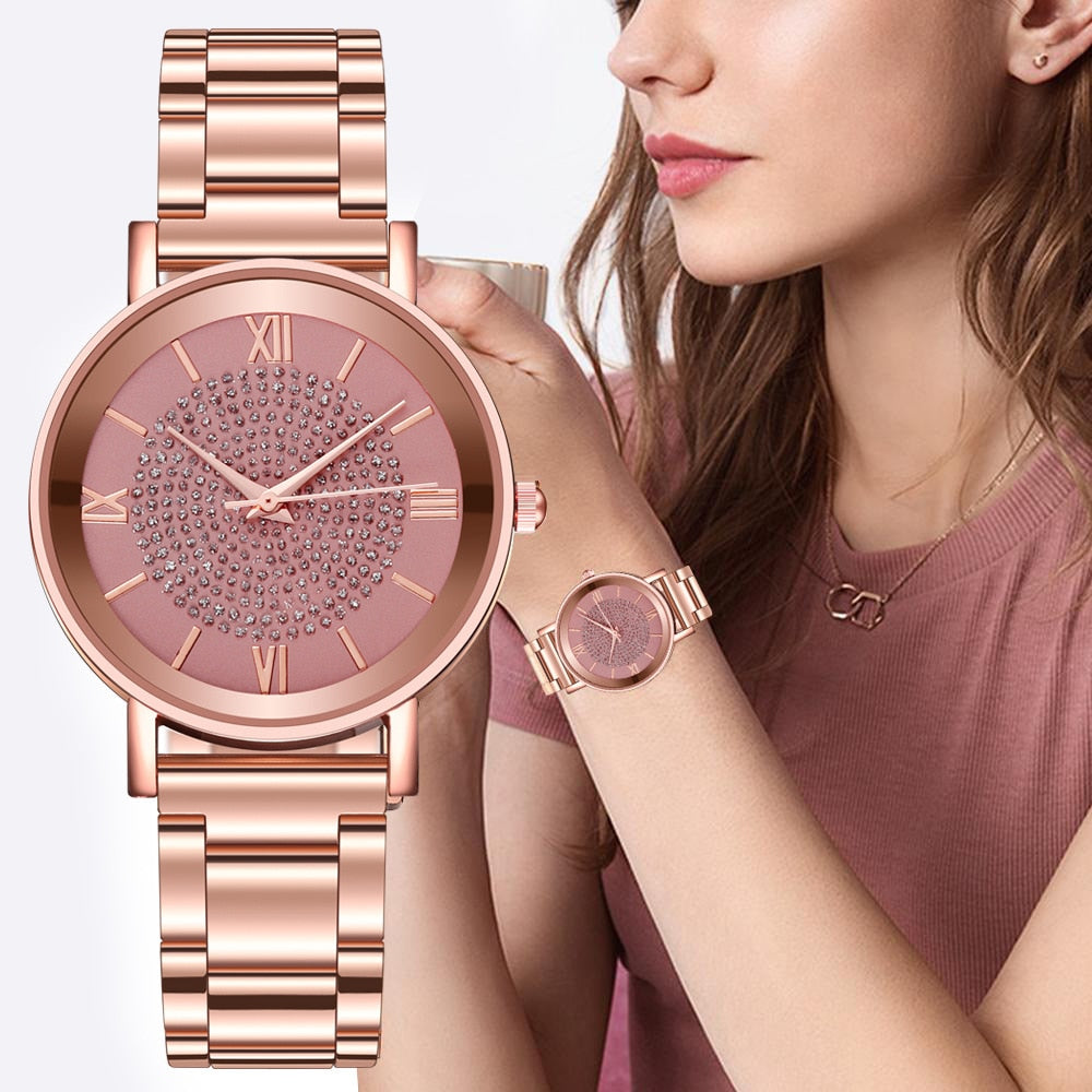 Relojes de mujer 2020 de lujo de diamantes de oro rosa para mujer